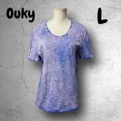 2245★【Ouky】　Tシャツ　ブルー　ピンク　ヴィンテージウォッシュ　L