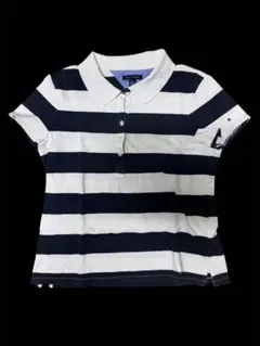 トミーヒルフィガー（Tommy Hilfiger）半袖ポロシャツ M 白ネイビー