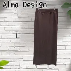 Alma Design タイトスカート ロング ゴム ブラウン L レディース