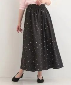 シューラルー SHOO・LA・RUE ドット柄 ロングスカート ブラック Fのサムネイル