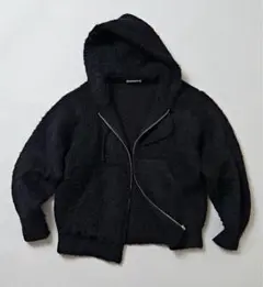 ほぼ未使用★FREAK'S STORE 黒 シャギーニット フルジップ パーカー