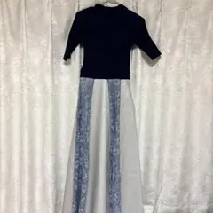 【and couture】ネイビー 半袖ニットワンピース セット