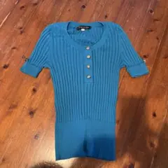 MICHEL KLEIN 青 半袖ニット 38