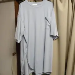 水色 ポケット付き 半袖チュニック