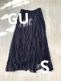 ブラック レース ロングスカート　GU Sサイズ