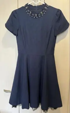 ネイビー ビジュー付きドレス サイズ2