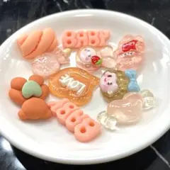 デコパーツ オレンジ色 10個セット ゆめかわ 量産型 レジン ハンドメイド