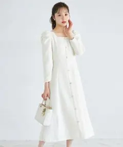 新品未開封＊トッコ　パールラメツイードパワーショルダーワンピース　秋冬上品清楚