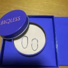 BAQLESS シルバー フープピアス チェーン付き