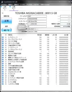 TOSHIBA MG06ACA800E 8TB HDD SMART正常 - メルカリ