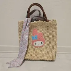 マイメロディ　かごバッグ　さがら刺繍　サンリオ　アベイル　AVAIL リボン