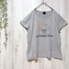 バスケットボールデザイン グレーTシャツ XL