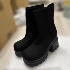 厚底 ソックスブーツ ブラック 23.5cmのサムネイル