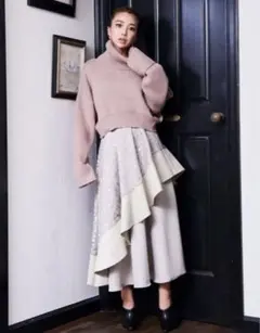 eimyustoire ジャガードコンビフレアスカート