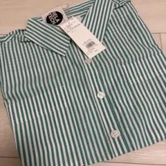 AZUL by MOUSSY グリーンホワイトストライプ 長袖シャツ S