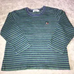 ミキハウス ダブルビー ロンT 【90】グリーンボーダー