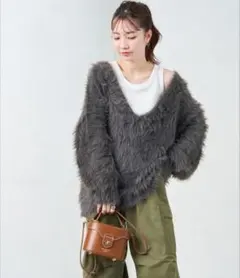 【新品FREAK'S STORE】限定展開フェザーヤーンシャギーVネックニット