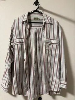 オールドユニクロ　ダンガリーシャツ　ストライプ　緑タグ