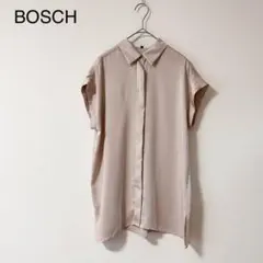 BOSCH　サテン ブラウス　シャツ　グレージュ　とろみ　Sサイズのサムネイル