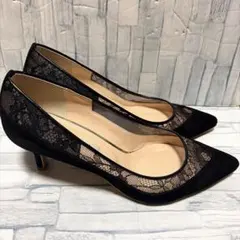 ✨DIANA ✨ダイアナ レースパンプス スエード ブラック 24.5