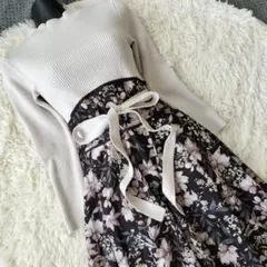 極美品マーキュリーデュオフラワードッキングコルセットワンピース M