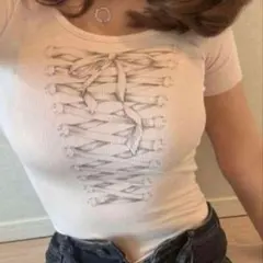 epine レースアップリブTシャツのサムネイル