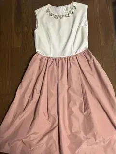 Chesty ビジュー付き バイカラー ワンピース フレアワンピース