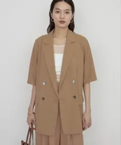 今夜限定 未着用 ベージュ LOUNGEDRESS リネンライクシアージャケット