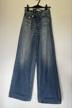 MOUSSY CROSS WAIST WIDE STRAIGHTダークブルー　0のサムネイル