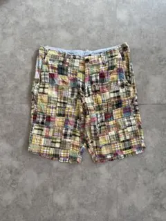 90s J.CREW 巨人タグ ハーフパンツ パッチワーク マドラス チェック