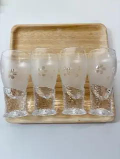 特注オリジナル　桜模様のガラスコップ4個セット