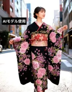 NO456　振袖フルセット　正絹振袖可愛い　着付け道具～草履&バッグまで全て揃う