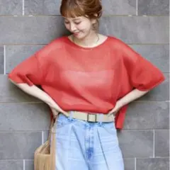 ギマニットプルオーバー レディース　Tシャツ　半袖ニット　サマーニットのサムネイル