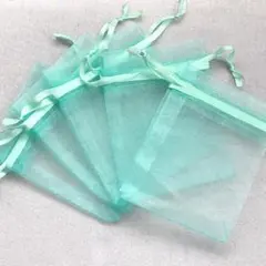 オーガンジー巾着袋　7×9㎝　ミントグリーン　10枚×２セット