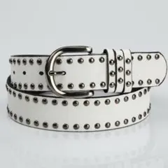 スタッズベルト﻿ 白　Y2K スケーター SK8 ベルト