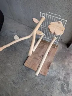 止まり木(M425)欅＋檜のステップ