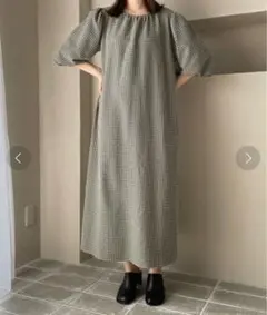 【LOWRYS FARM】チェックバルーンスリーブワンピース