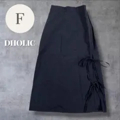 ディーホリック ロング タイトスカート 黒 サイドスリット リボン シャカシャカのサムネイル
