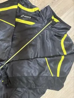 asics ジップアップウィンドブレーカー 黒/黄色　140センチ　 上下セット