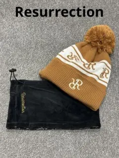 レザレクションニット帽、ネックウォーマー暖かセット　unisex