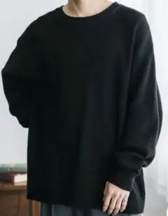 Rocky Monroe オーバーサイズ配色リブワッフルニット　ブラックLサイズ