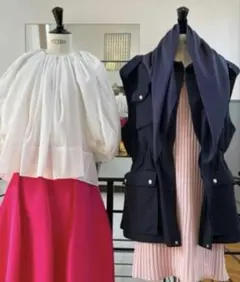 BLAMINK 10万 22S/S ウエストギャザーミリタリーベストのサムネイル