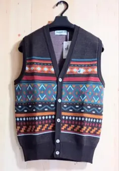 BLACK&WHITE ブラック＆ホワイト　ベスト　ブラウン　ゆったりＭ