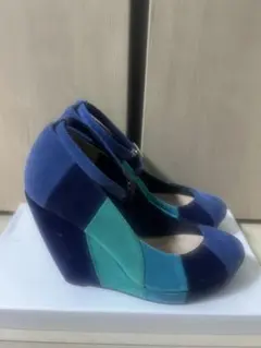 カラーブロックウェッジヒールパンプスのサムネイル