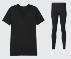 ヒートテック／VネックT（九分袖）［XL］とタイツ［L］【未使用／ユニクロ】