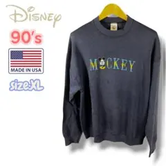90's USA製 Disney ディズニー スウェット XL ビンテージ 紺