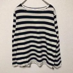 【CINEMA CLUB】(LL)ボーダーカットソー長袖Tシャツ/綿100%
