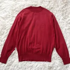 【ハナエモリゴルフ】ニットセーター　ゴルフウェア　赤　胸ロゴ刺繍　M オンワード