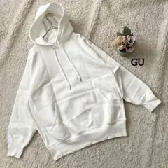 GU ホワイト フード付き パーカー M 綿ポリ 241-318140