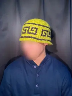 クラッシャーハット クロシェハット ビーニー グリーン＆ブラック